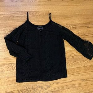 EUC black open shoulder blouse